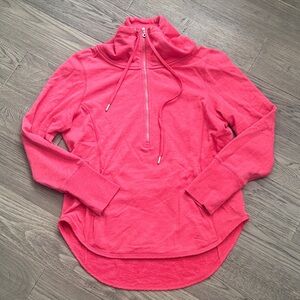 Tommy Bahama | Cotton Blend Coral Quarter-Zip Sweatshirt High Low Size Medium